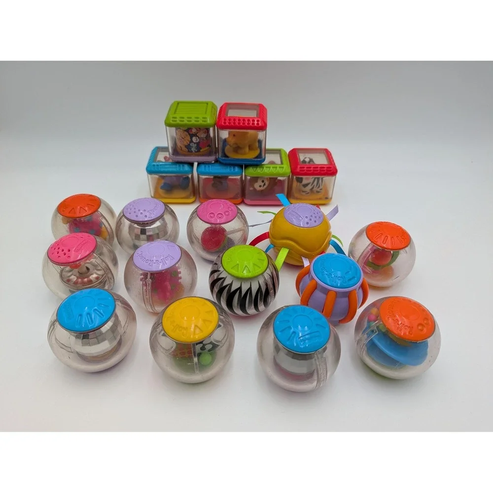 Fisher Price Roll a Rounds Peek a Blocks Circus Animal Sensory Lot 20 pc